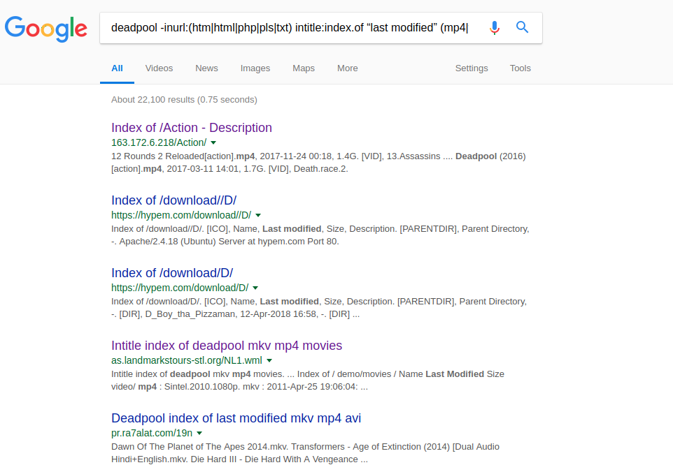 Google Search tricks for Download direct Link of Any Movie