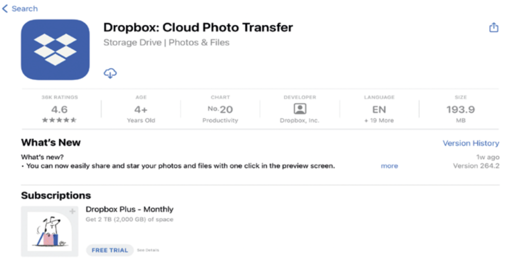 Adding Dropbox storage to Files