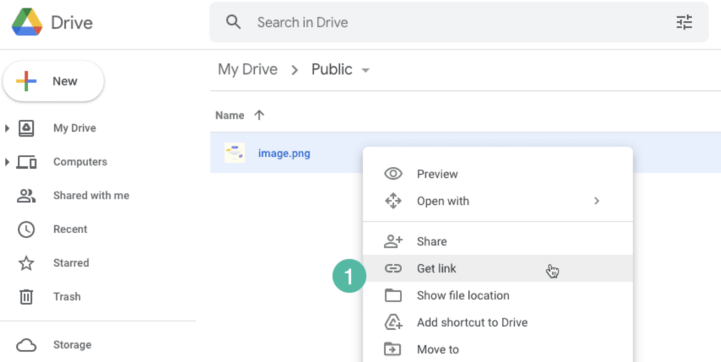 Sharing Images on the Web using google drive