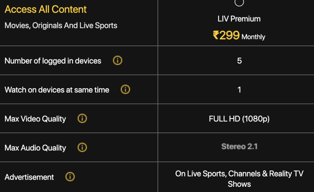 Sony liv month Plan